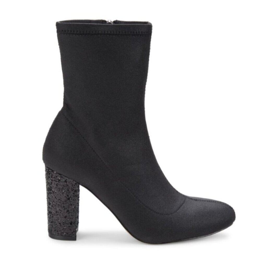 Jewel Badgley Mischka Jovanna Glitter Block Heel Bootie